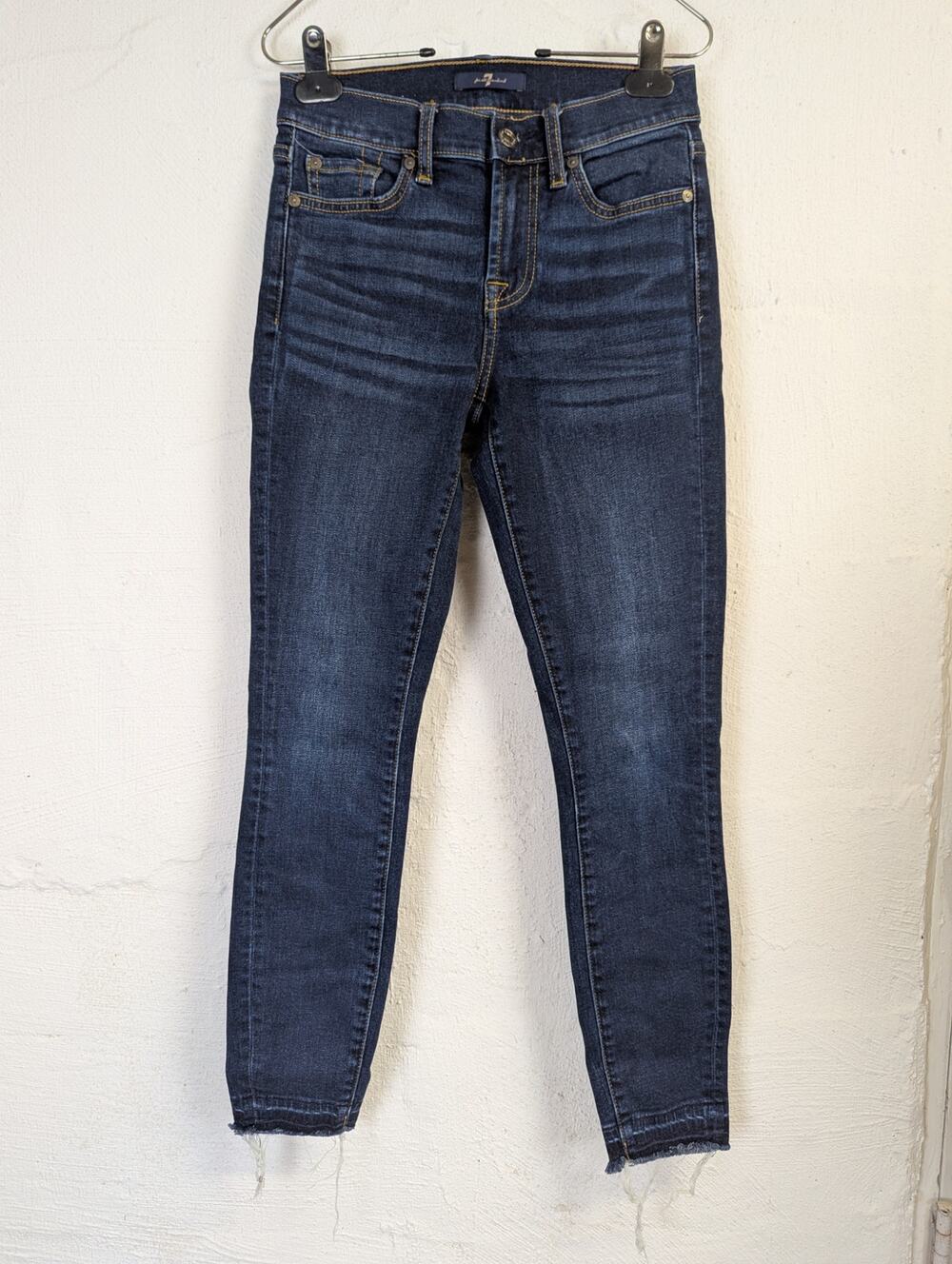 7 for All Mankind Ankle Gwenevere Womens 24 Blue Distressed Cropped Skinny Rock